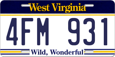 WV license plate 4FM931