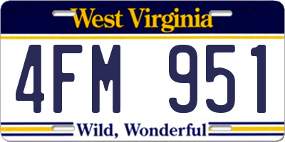 WV license plate 4FM951
