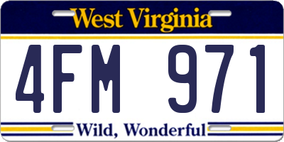 WV license plate 4FM971