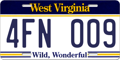 WV license plate 4FN009