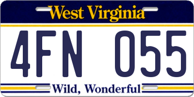 WV license plate 4FN055