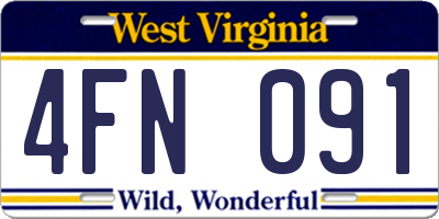 WV license plate 4FN091