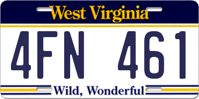 WV license plate 4FN461