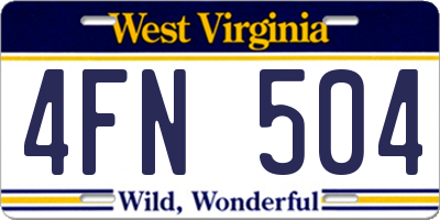 WV license plate 4FN504