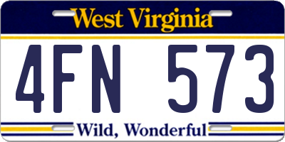 WV license plate 4FN573