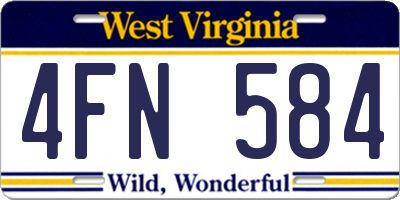 WV license plate 4FN584