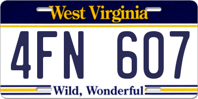 WV license plate 4FN607