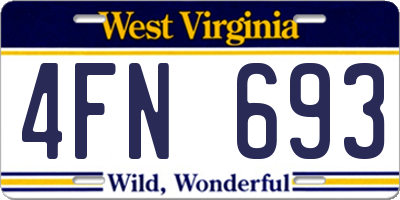 WV license plate 4FN693