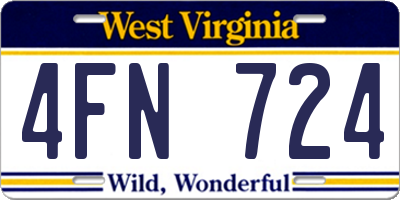 WV license plate 4FN724