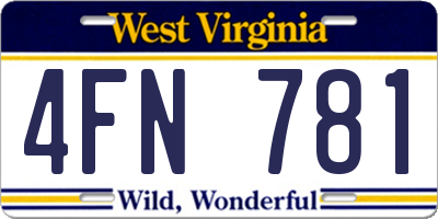 WV license plate 4FN781