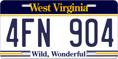 WV license plate 4FN904