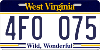 WV license plate 4FO075