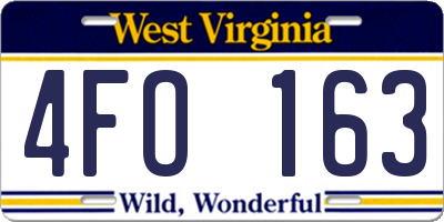 WV license plate 4FO163