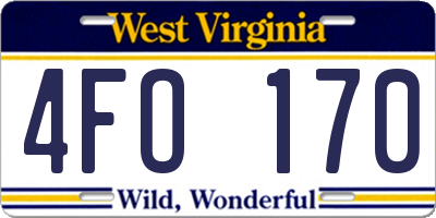 WV license plate 4FO170