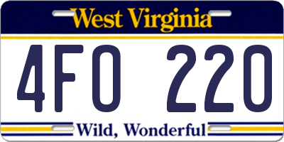 WV license plate 4FO220