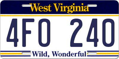 WV license plate 4FO240