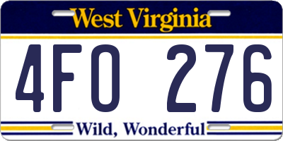 WV license plate 4FO276