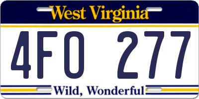 WV license plate 4FO277