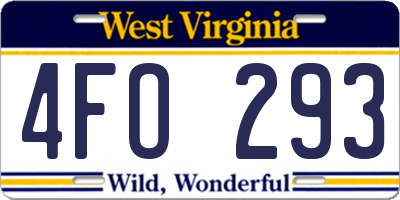 WV license plate 4FO293