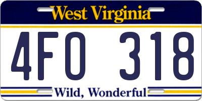 WV license plate 4FO318