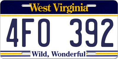 WV license plate 4FO392