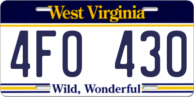 WV license plate 4FO430