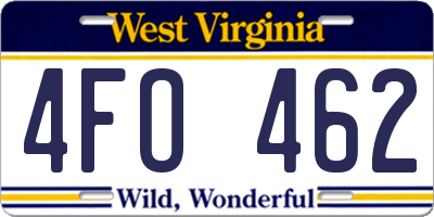 WV license plate 4FO462