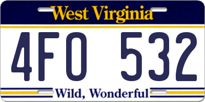 WV license plate 4FO532