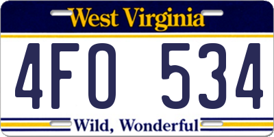 WV license plate 4FO534