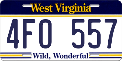 WV license plate 4FO557