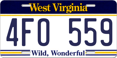 WV license plate 4FO559