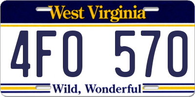 WV license plate 4FO570