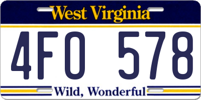 WV license plate 4FO578