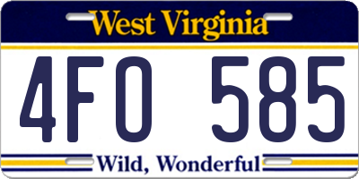 WV license plate 4FO585
