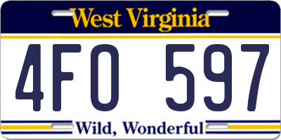 WV license plate 4FO597