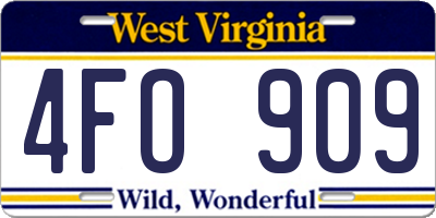 WV license plate 4FO909