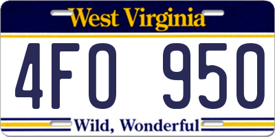 WV license plate 4FO950