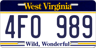WV license plate 4FO989