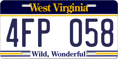 WV license plate 4FP058