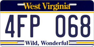 WV license plate 4FP068