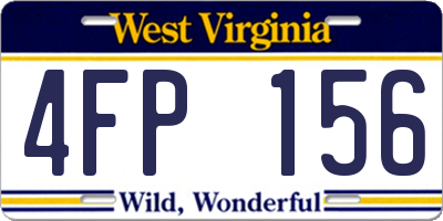 WV license plate 4FP156