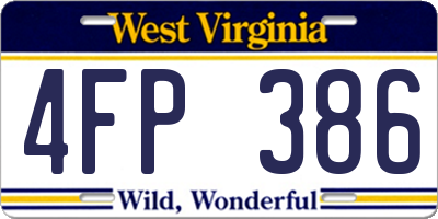 WV license plate 4FP386