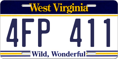 WV license plate 4FP411