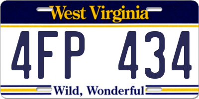 WV license plate 4FP434