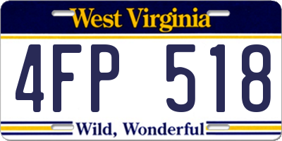 WV license plate 4FP518