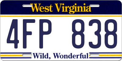 WV license plate 4FP838