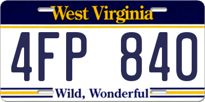 WV license plate 4FP840