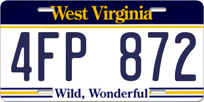 WV license plate 4FP872