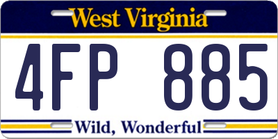 WV license plate 4FP885