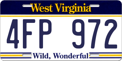 WV license plate 4FP972